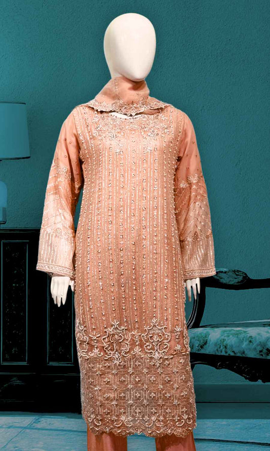 Peach Luxury Embroidered Fancy Wear