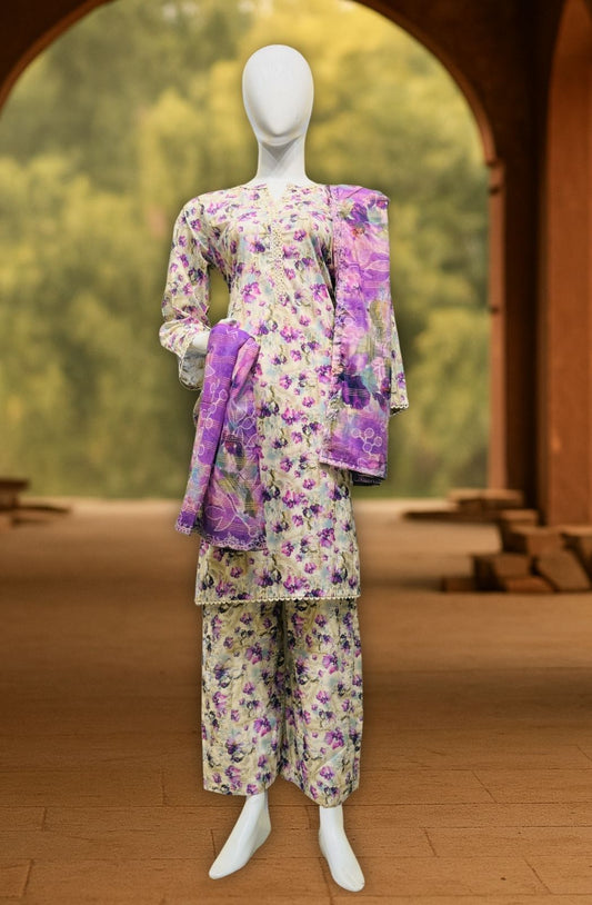 Lavender Bloom – 3-Piece Unstitched Lawn Suit by MultiWear
