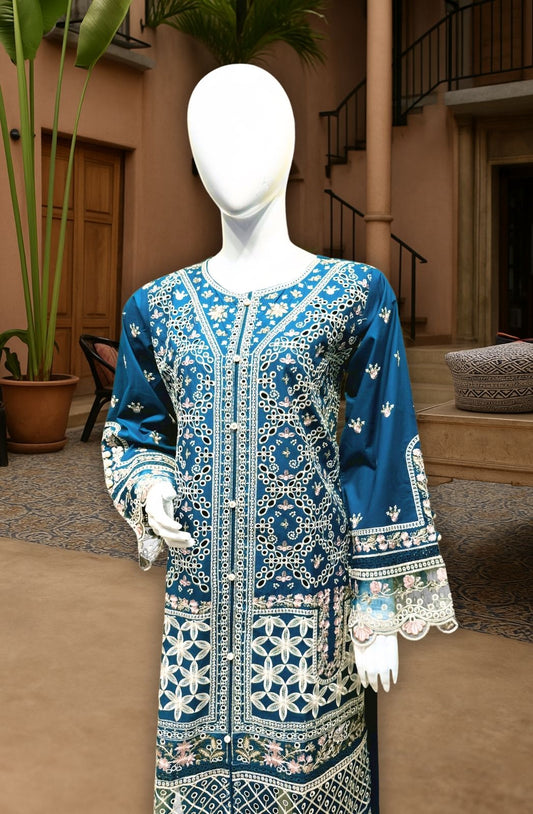 Sapphire Bloom - Luxury Summer Embroidered Lawn Suit